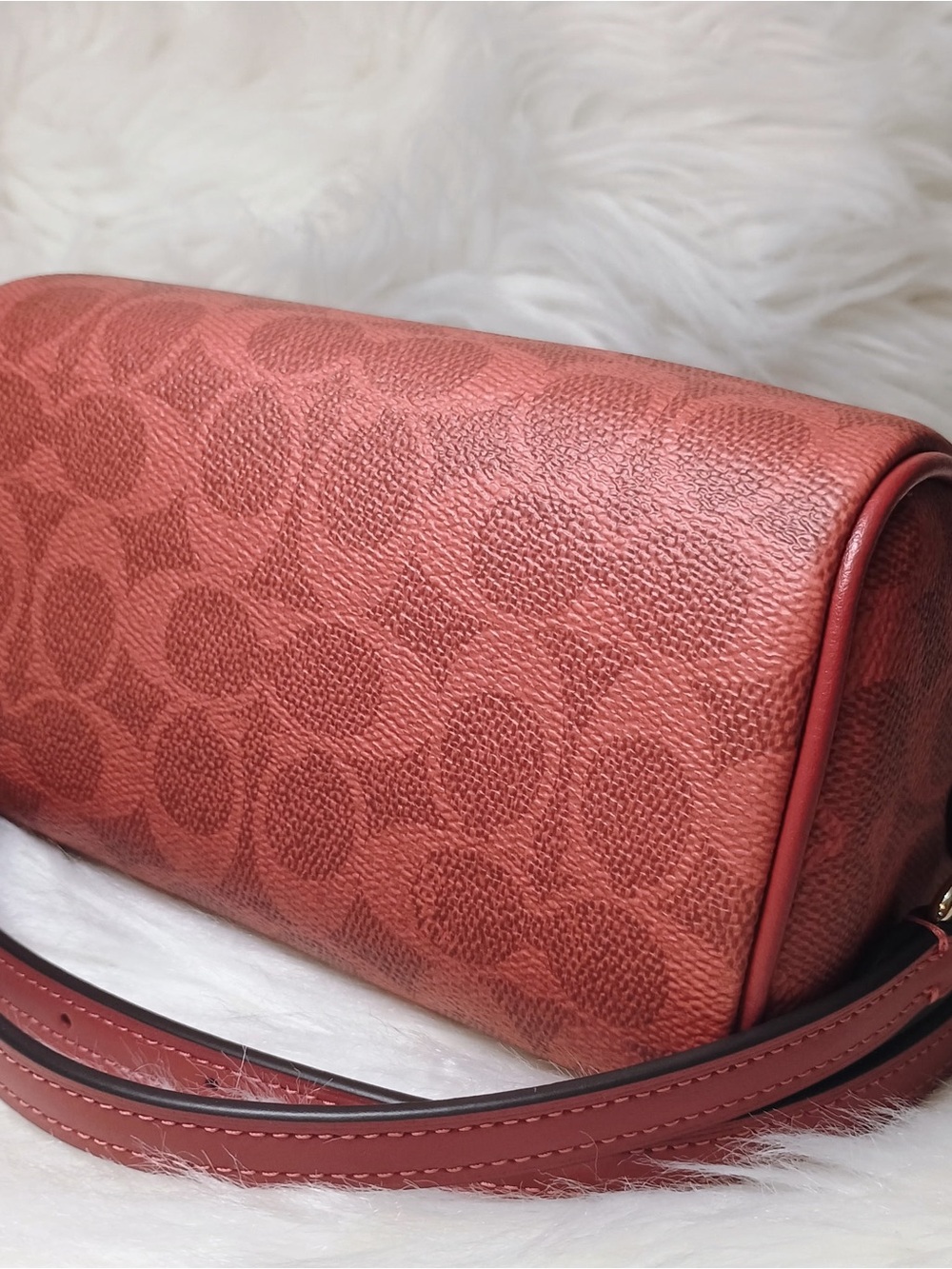 Coach purse Mini Rowan Crossbody Bag In Signature Canvas in Crimson color New - Picture 9 of 13